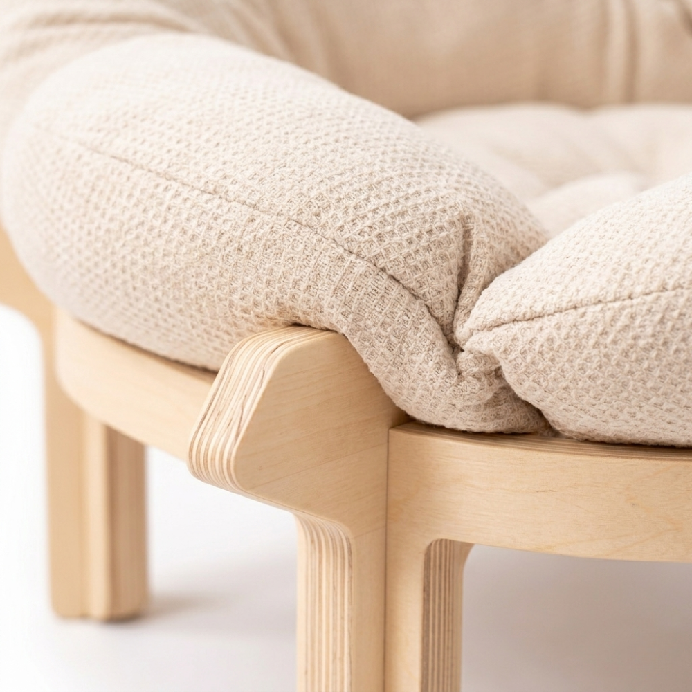 Lit surélevé pour chat avec structure en bois et coussin amovible