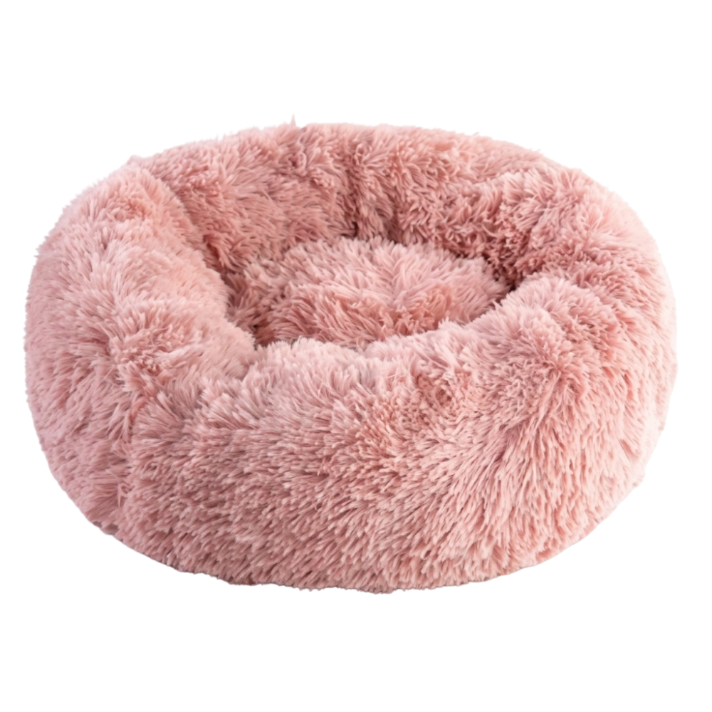 Panier rond en peluche pour chat avec bord surélevé
