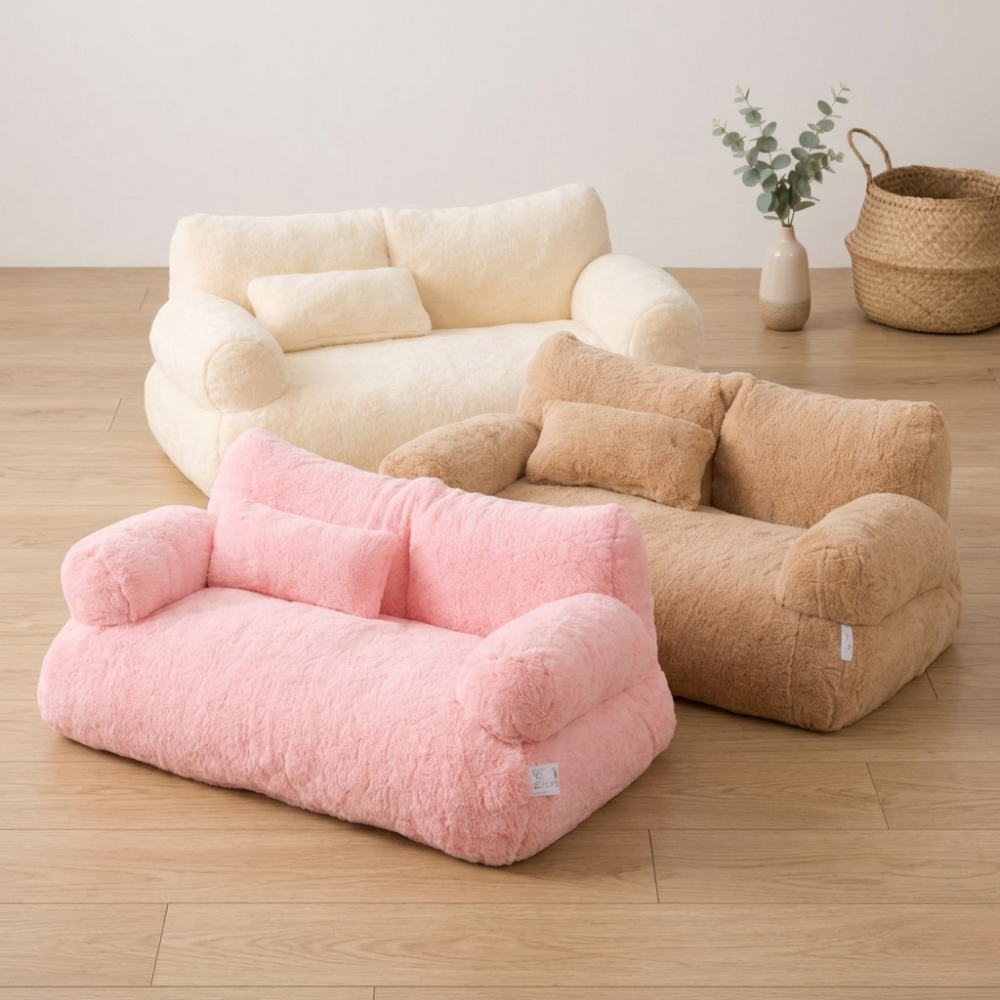 Canapé pour chat en peluche avec coussin et accoudoirs