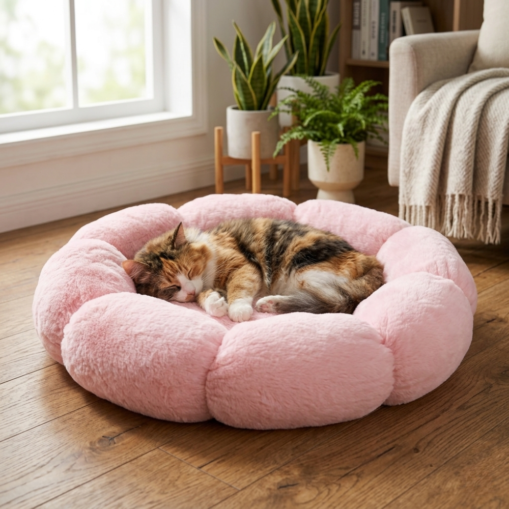 Panier rond en peluche pour chat diamètre 50 cm
