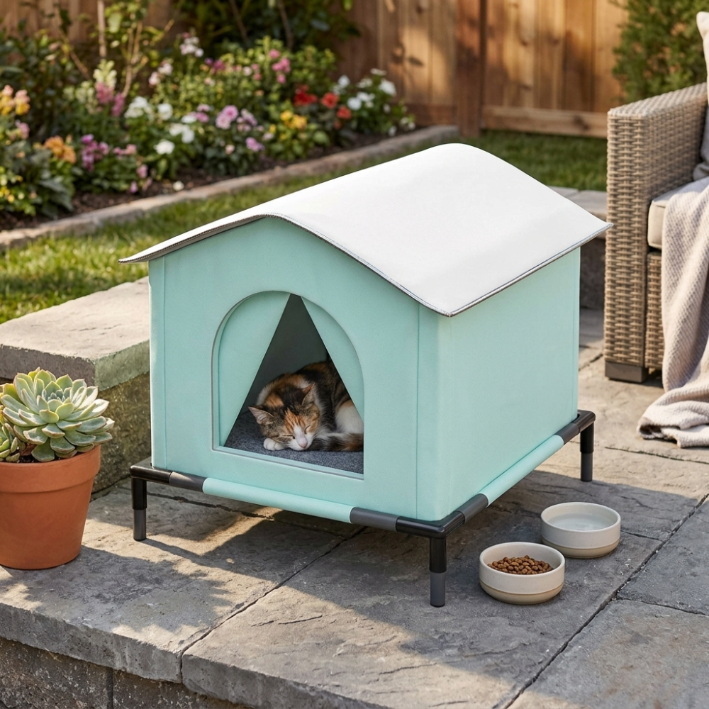Niche Extérieure Surélevée pour Chat avec Ouverture Frontale