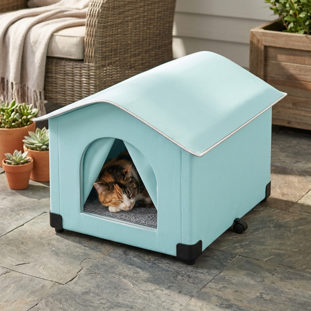 Niche Extérieure pour Chat avec Toit Incliné