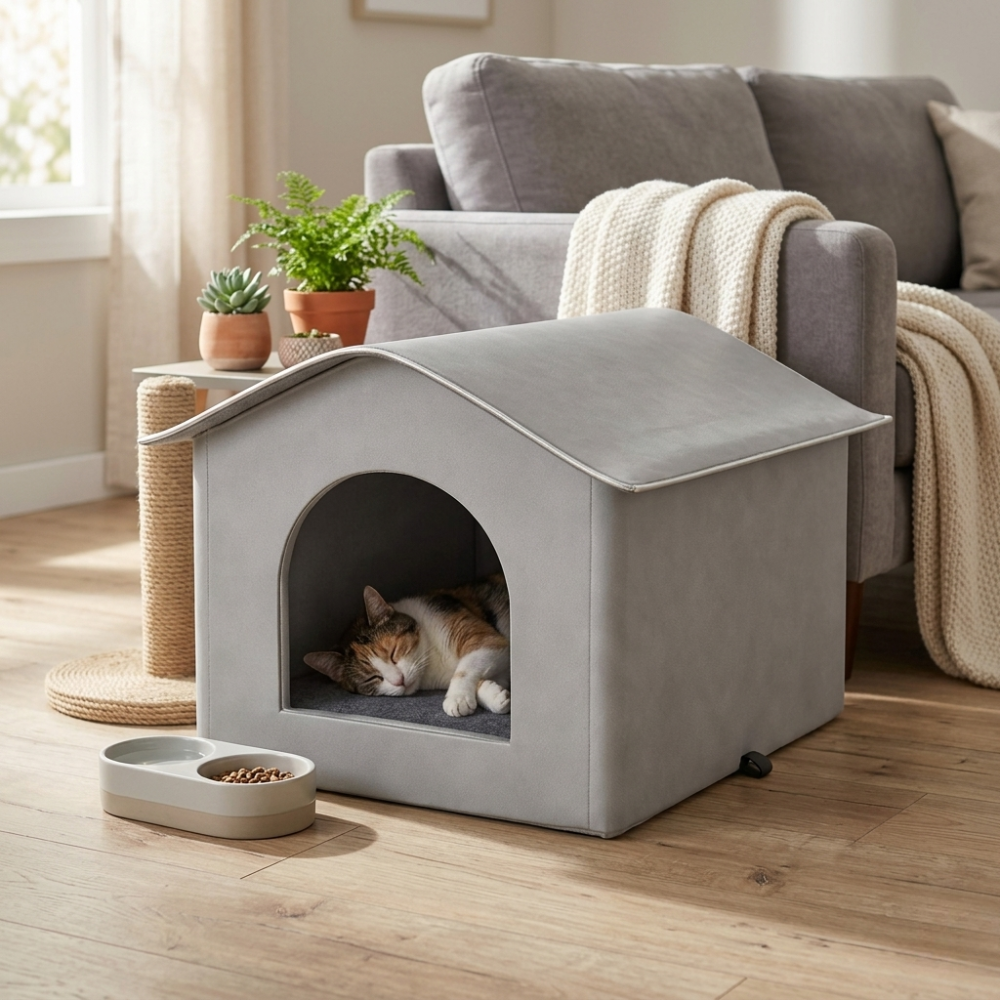 Niche Extérieure pour Chat avec Toit Incliné