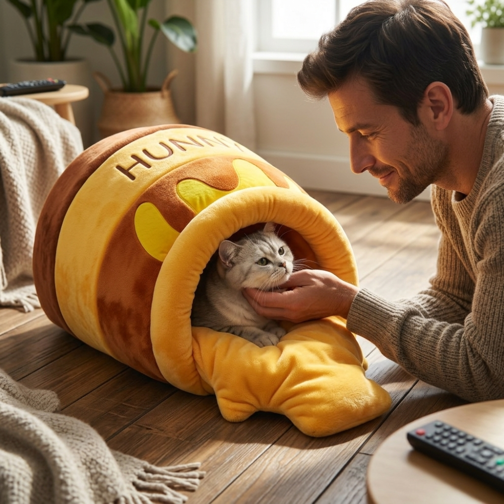 Niche Tunnel pour Chat en Tissu avec Coussin Intégré