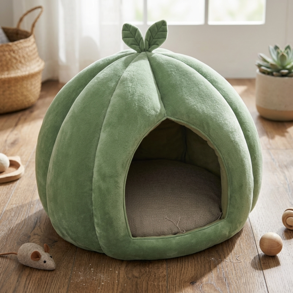 Niche Intérieure pour Chat en Tissu Forme Citrouille