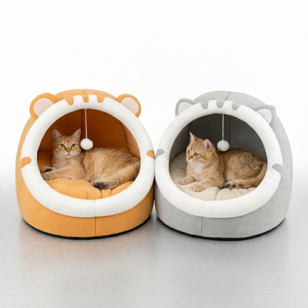 Niche Intérieure pour Chat en Tissu avec Coussin et Élément suspendu