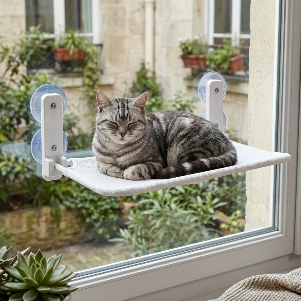 Hamac de fenêtre pour chat avec ventouses 45 × 30 cm