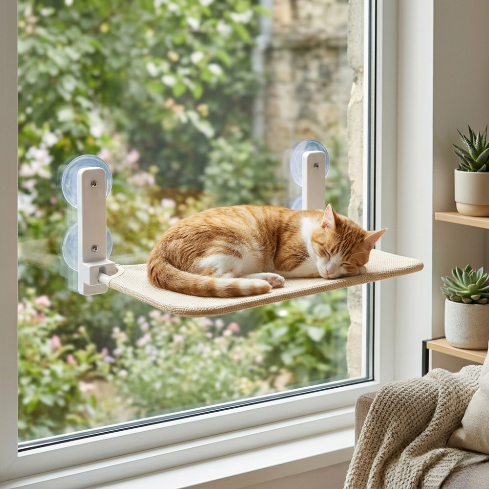 Hamac de fenêtre pour chat avec ventouses 45 × 30 cm