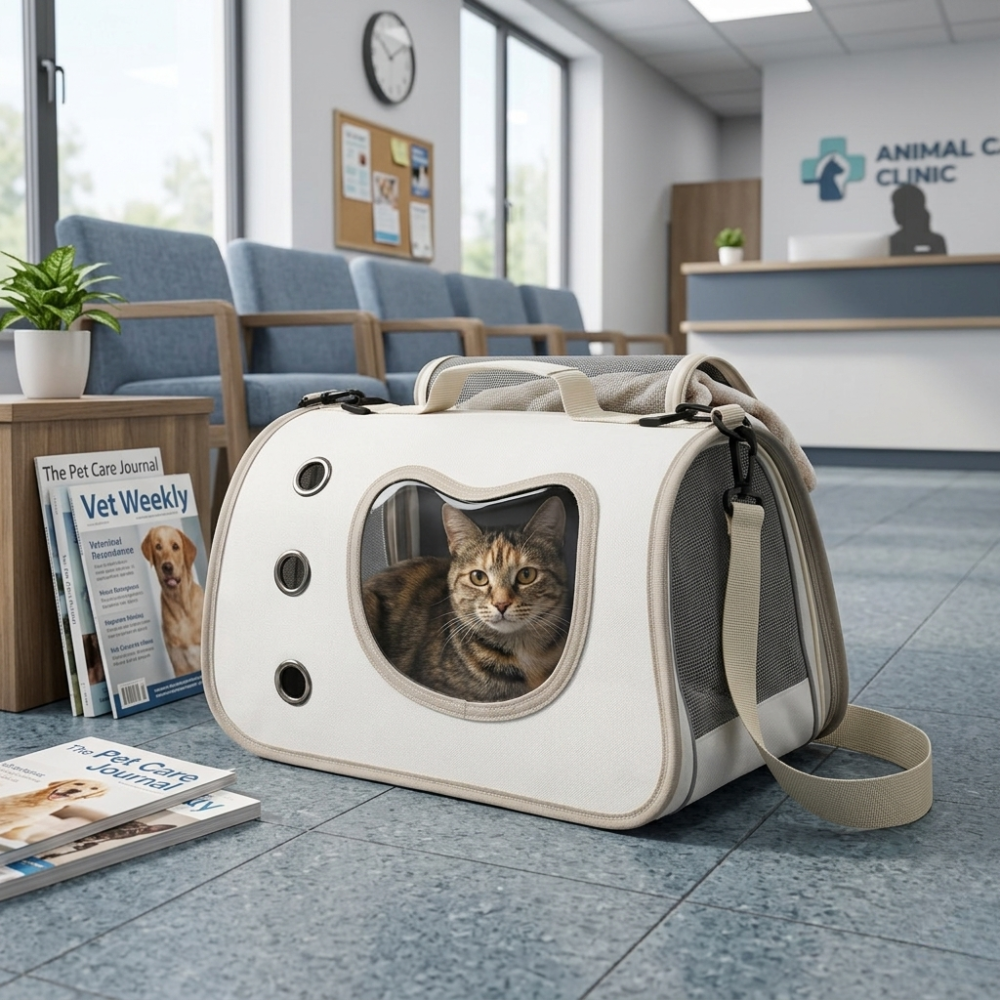Sac de transport pour chat en tissu oxford avec fenêtre et fermeture zippée
