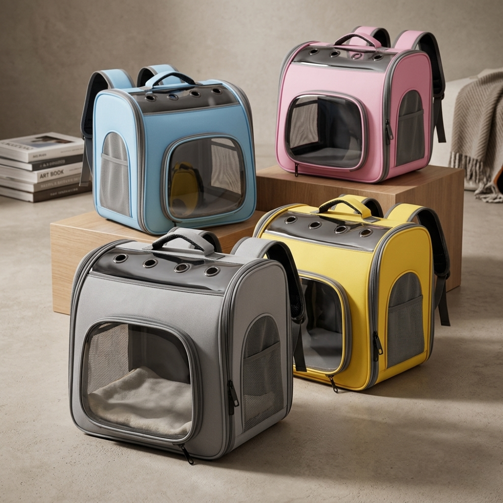 Sac à dos de transport pour chat en tissu oxford avec fenêtre transparente
