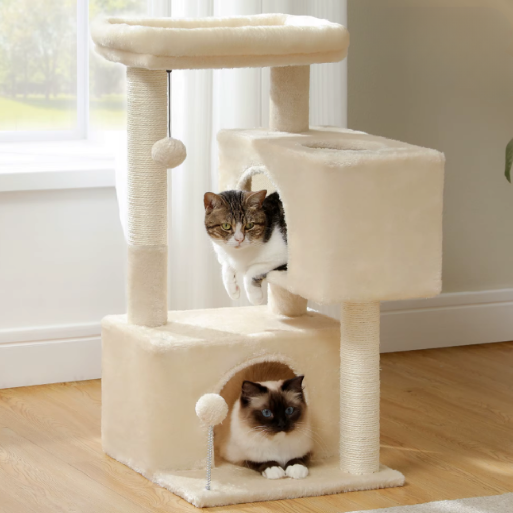 Arbre à chat 80 cm avec niche, plateforme et poteaux en sisal