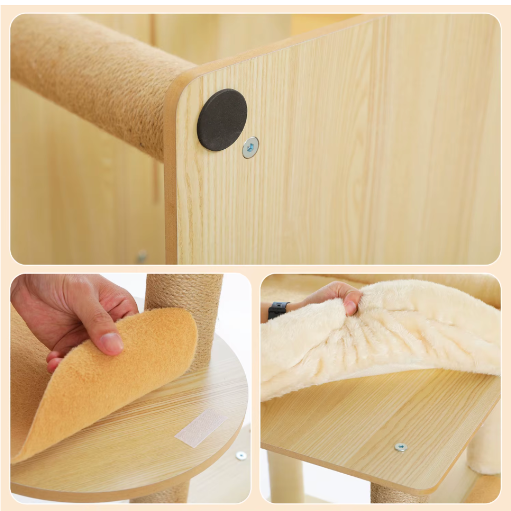 Arbre à chat en bois multi-niveaux 150–180 cm avec plateformes et niche
