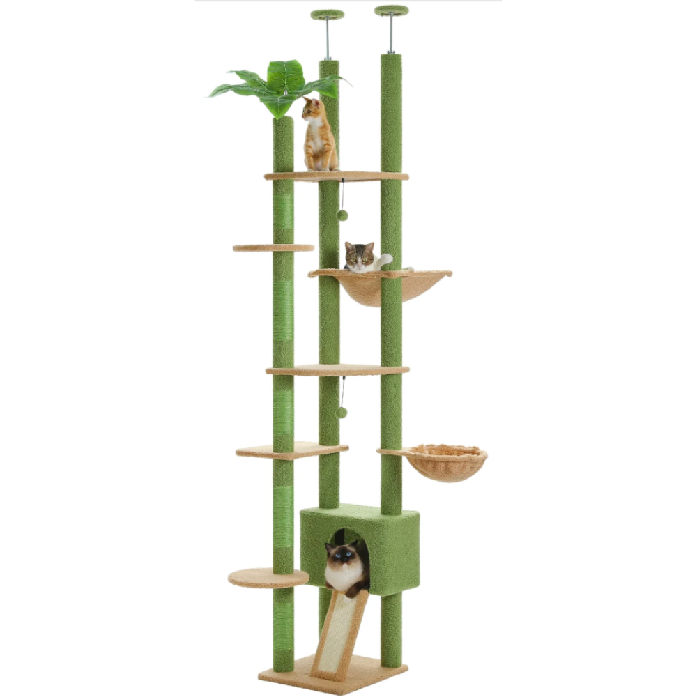 Arbre à chat réglable sol-plafond 230–252 cm avec hamac et niche