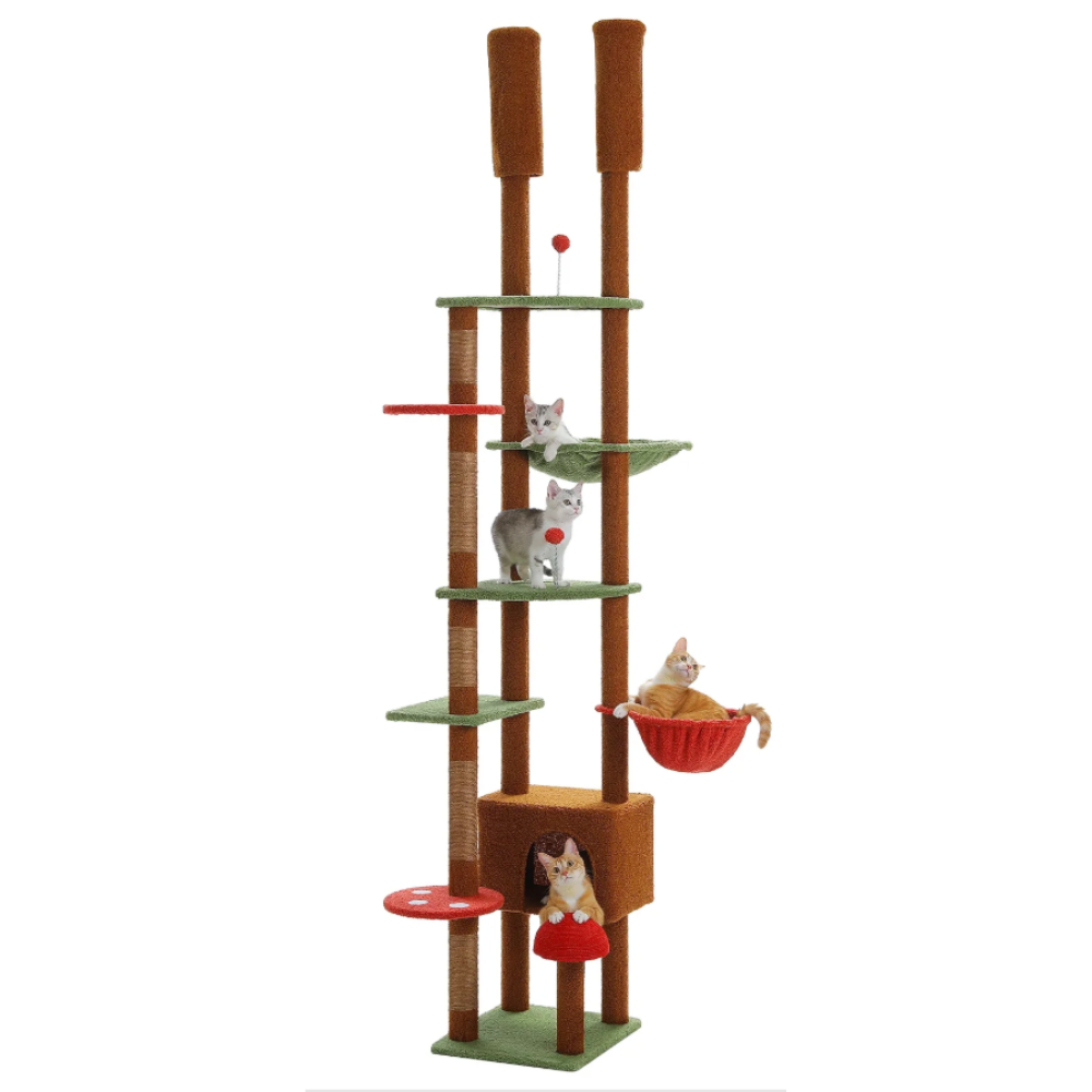 Arbre à chat réglable sol-plafond 230–252 cm avec hamac et niche