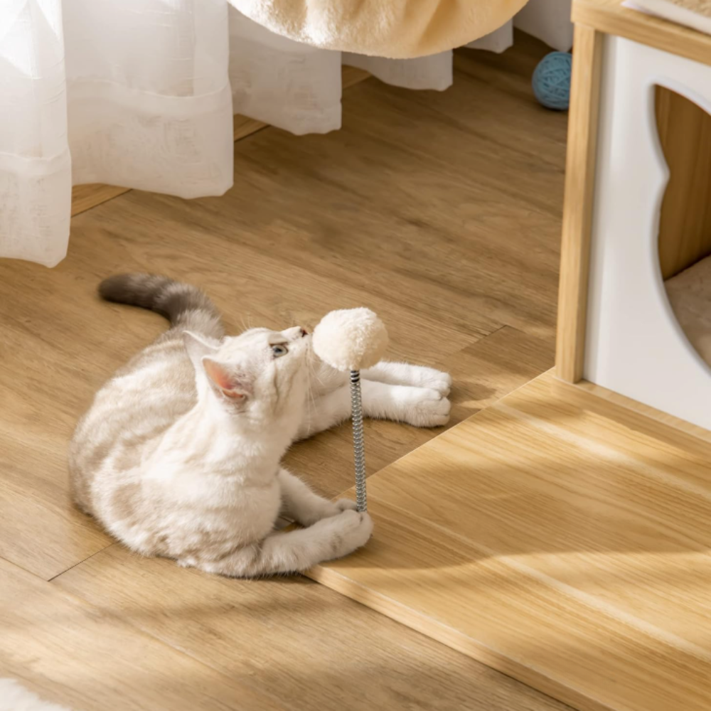 Arbre à chat en bois avec niche, hamac et plateformes 126 cm
