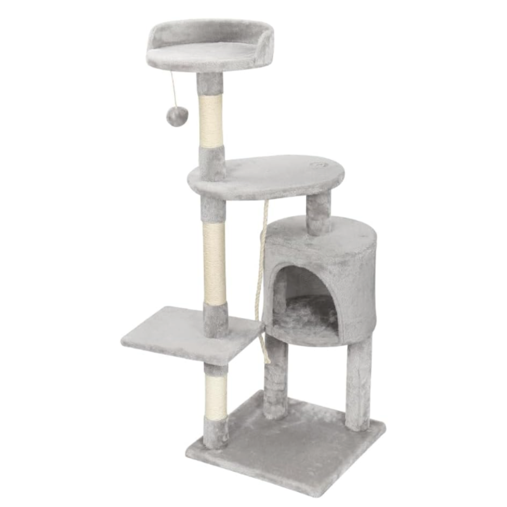 Arbre à chat 112 cm avec niche, plateformes et poteaux en sisal