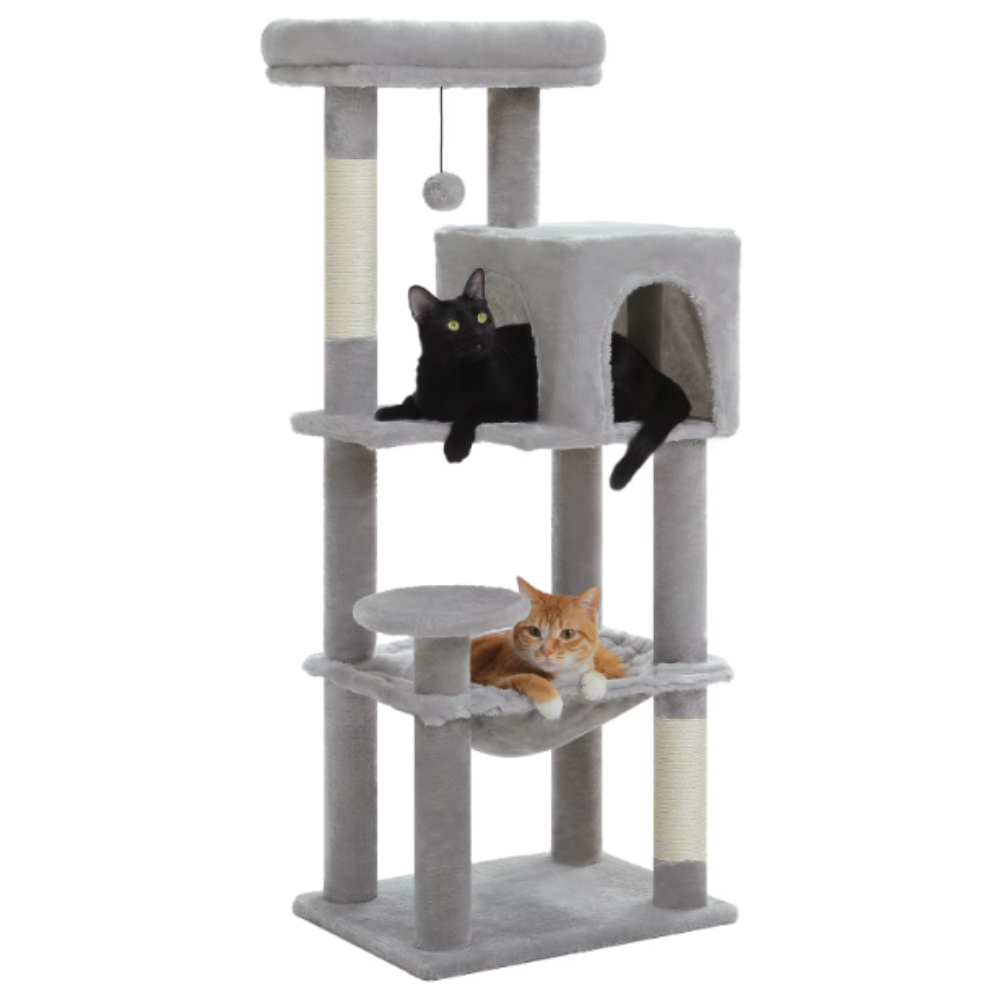 Arbre à chat 113 cm avec niches, hamac, plateformes et poteaux en sisal