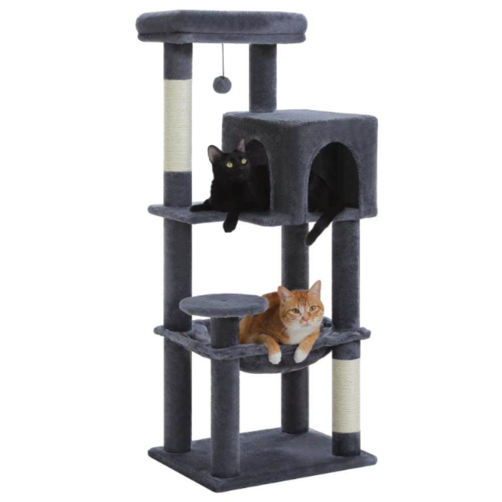 Arbre à chat 113 cm avec niches, hamac, plateformes et poteaux en sisal