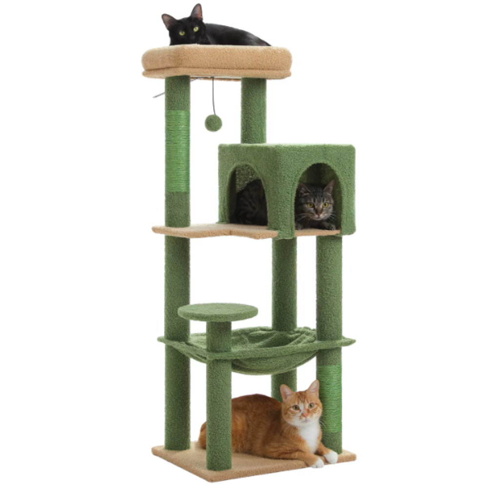 Arbre à chat 113 cm avec niches, hamac, plateformes et poteaux en sisal