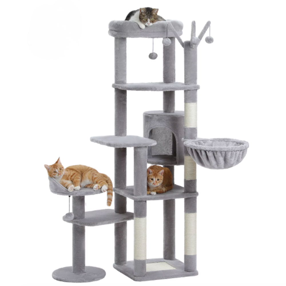 Arbre à chat 150 cm avec niches, hamac, plateformes et poteaux en sisal