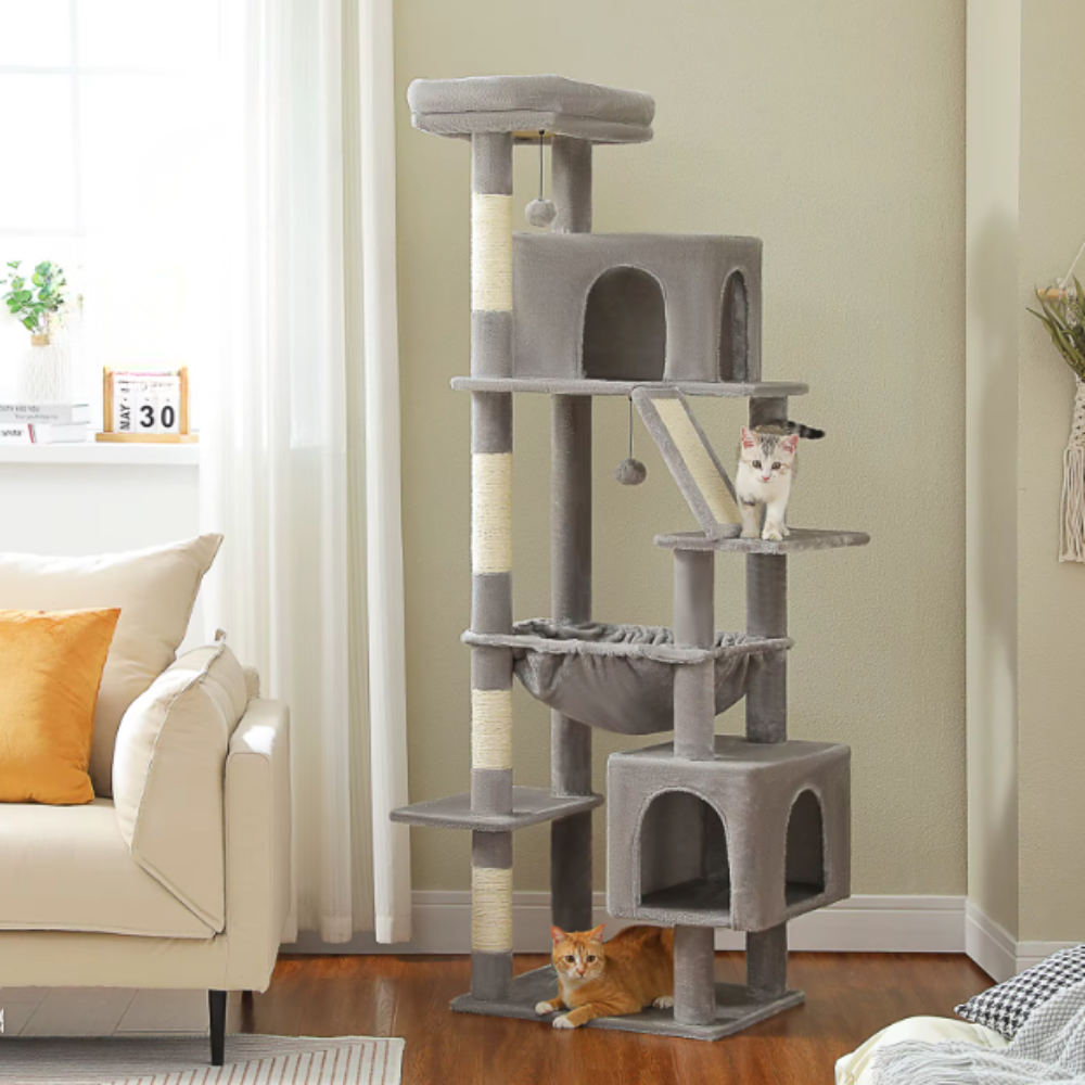 Arbre à chat multi-niveaux 180 cm avec niches, hamac et plateformes