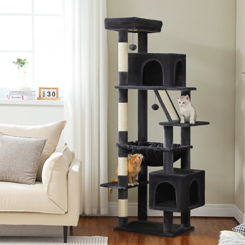 Arbre à chat multi-niveaux 180 cm avec niches, hamac et plateformes