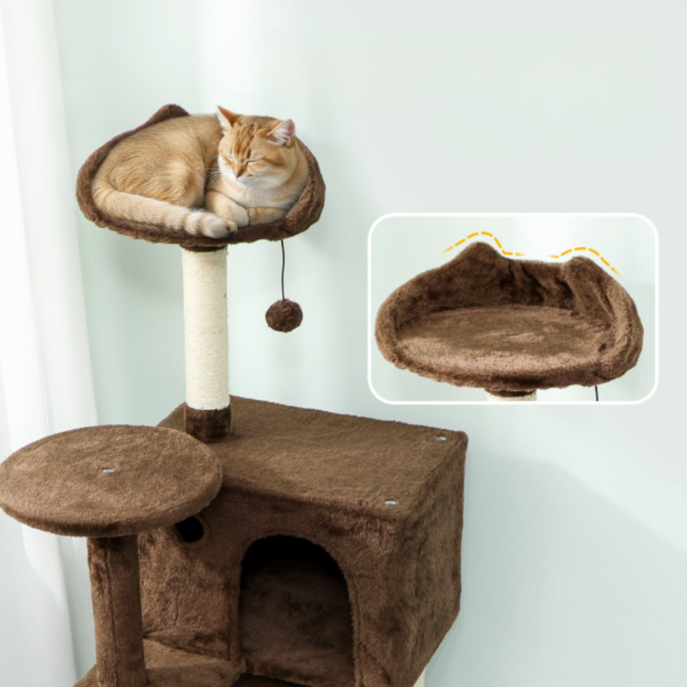 Arbre à chat multi-niveaux avec niches, rampe et hamac – 160 cm