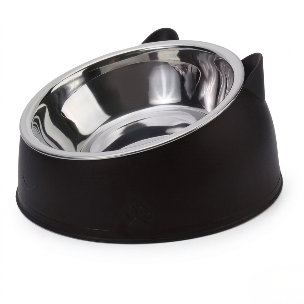 Gamelle inclinée pour chat avec bol inox
