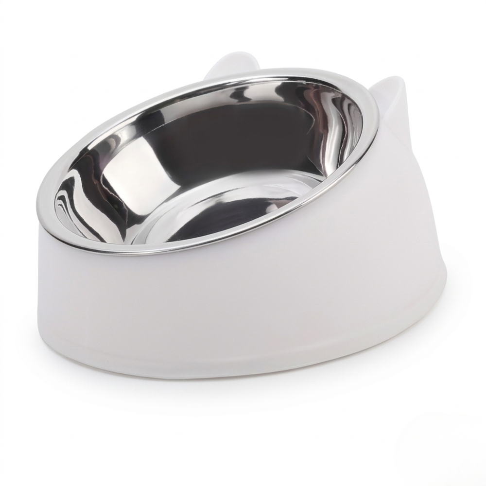 Gamelle inclinée pour chat avec bol inox