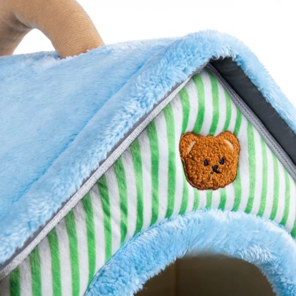 Niche Intérieure pour Chat en Tissu avec Coussin Amovible et Forme de maison