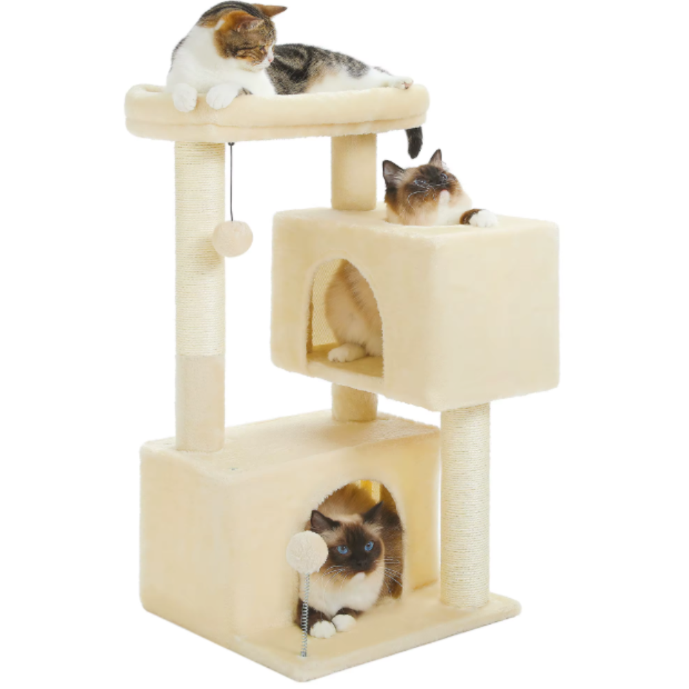Arbre à chat 80 cm avec niche, plateforme et poteaux en sisal