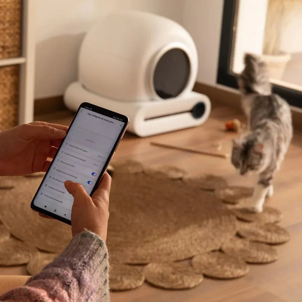Litière automatique pour chat avec contrôle par application